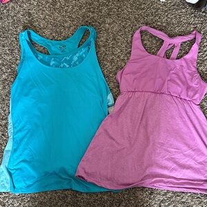 Blue and Pink Racerback Tank Tops